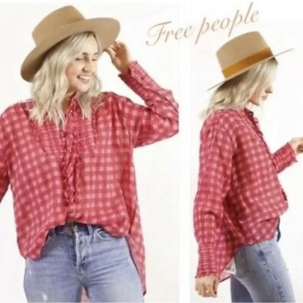 FREE PEOPLE Plaid Miles‎ Tuxedo Shirt